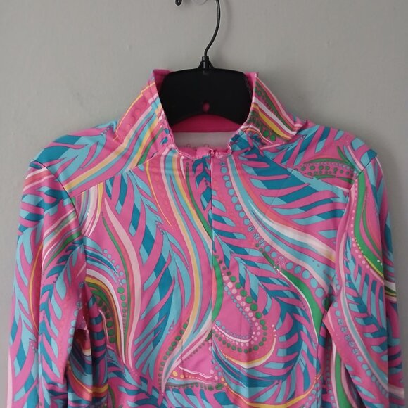 Lilly Pulitzer Women's Sz S Half Zip Track Jacket Polyester Colorful Long Sleeve - Picture 2 of 15